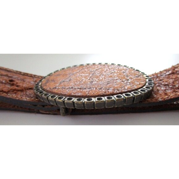 Berge Italy Women's Brown Genuine Leather Belt with Large Oval Buckle Med 30-34" - Picture 6 of 9